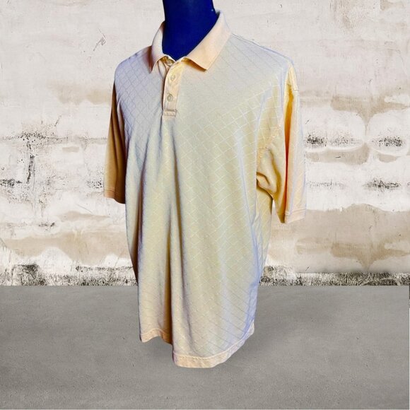 Men's Docker Golf Polo Shirt size XXL Yellow Diamond pattern - Picture 1 of 10